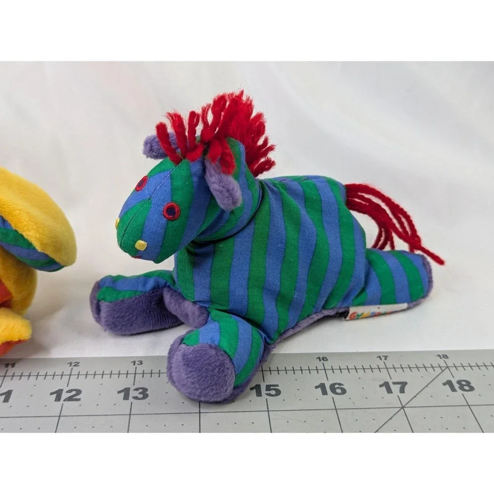 Gymboree Yellow Duck Horse Zebra‎ Plush Stripes Stuffed Animal Toy